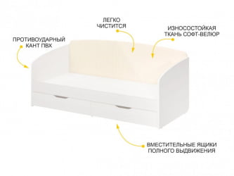 Кровать с ящиком Монако 903.05 Белый шпон/Даллас Айвори
