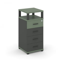 Тумба приставная с 4-мя ящиками и надставкой CОНCЕПТ CН.ТУО-003 Б/В Кобо Антрацит / CONCEPT CN.TUO-003 B/W