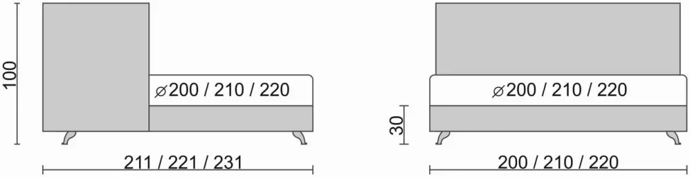 Круглая кровать Каприсе 220кс220 см Красная ткань / Caprice 220x220