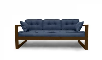 Диван трехместный ДЕмоку Д-3 небесно-голубой_темный дуб / DEmoku