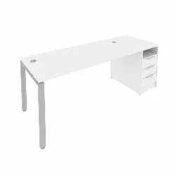 Рабочая станция с опорной тумбой Метал Сйстем Б.РС-СТП -1.4 Белый/Серый / Metal System