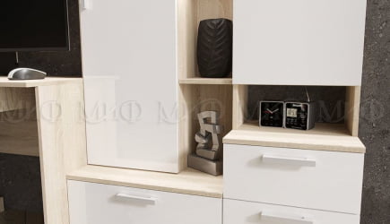 Стол компьютерный №6 ЛДСП Дуб сонома/Белый глянец