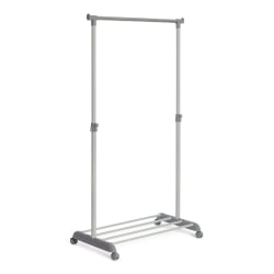 Вешалка на колёсиках ОДЕНТ металл, пластик, 86*44*166 см, темно-серый/светло-серый/хром / ODENT