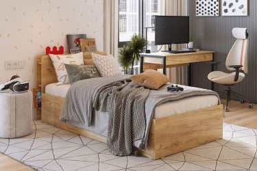 Стол Юниор СМУ-01 дуб крафт золотой/черный муар / SMU-01