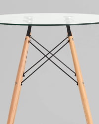 Круглый стол из стекла ЕАМЕС ДСВ НЕВ Д=80 прозрачный стеклянный / EAMES DSW NEW D=80