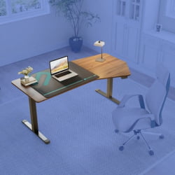 Стол компьютерный с электроприводом Еурека ЕРК-ЕДИ-ХТГ-СВ (Хептагон), орех / Eureka ERK-EDI-HTG-SW (Heptagon),