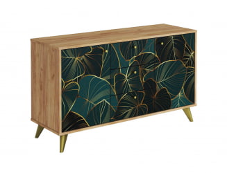 Комод Фьюжн КМ-003 дуб крафт золотой/ТРОПИCАЛ / золотой/TROPICAL