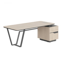 Стол руководителя правый Лине СФ-571101.1 Дуб светлый Черный графит / Line