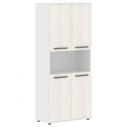 Шкаф с двумя комплектами глухих малых дверей ЕДИС ЕХCС 85.4 Ясень Траун Мокко Белый / EDIS EHCS