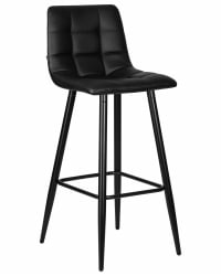 Стул барный ДОБРИН НИCОЛЕ (черные матовые ножки, черная экокожа (П-01)) / DOBRIN NICOLE (P-01))