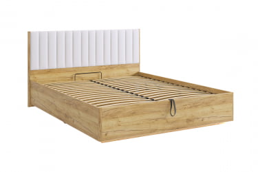 Кровать с подъемным механизмом 160х200 см Адам МСА-06 дуб крафт золотой/белоснежный (экокожа) / MSA-06