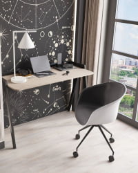 Кресло офисное ЛИБРА пластик белый экокожа черная на колесиках / LIBRA