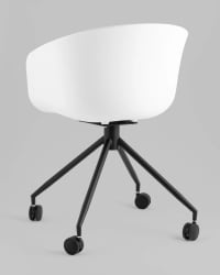 Кресло офисное ЛИБРА пластик белый экокожа черная на колесиках / LIBRA