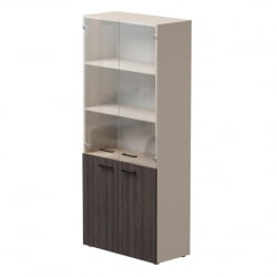 Шкаф комбинированный со стеклом Еверпроф ЕВО 254Н004 Дуб Пасадена Кашемир / Everprof EVO