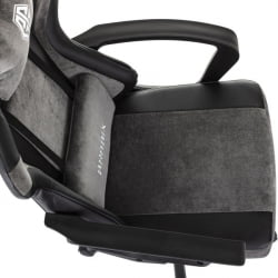 Кресло компьютерное БРАБИКС Форсер ГМ-127, 2 подушки, экокожа/велюр, черное/серое / BRABIX Forcer GM-127,