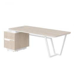 Стол руководителя левый Лине СФ-571102.1 Дуб светлый Белый / Line