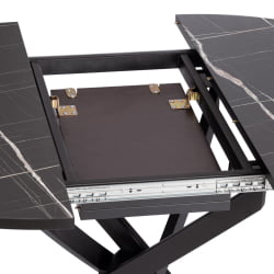 Стол МАНЗАНА ЛДСП/ХПЛ/металл, 100 х 100+30 х 75 см, Мрамор черный/черный / MANZANA ЛДСП/HPL/металл,