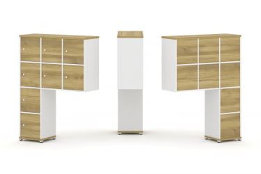 Надставка на стол высокая односторонняя + задняя стенка (8 шт.) + распашной фасад (8 шт.) CОНCЕПТ CН.ОНВ-010 Дуб Винченцо Белый бриллиант Белый металл / CONCEPT CN.ONV-010