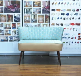 Кухонный уголок Бьерн двойной бирюза/бежевый