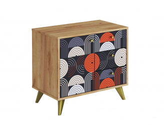 Комод Фьюжн КМ-002 дуб крафт золотой/ВИНИЛ / золотой/VINIL