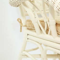 Комплект обеденный АНДРЕА ГРАНД (стол со стеклом+6 кресел+ подушки) ТCХ Вхите (белый), Ткань рубчик, цвет кремовый / ANDREA GRAND TCH White