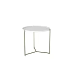 Стол в гостиную Бруно Белый мрамор/титан