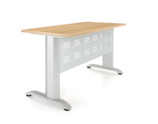 Школьная парта Де Гласси А перфорированный экран ЛДСП Дуб молочный/ Металл Серый