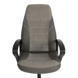 Кресло ИНТЕР (24) кож/зам/флок/ткань, серый/металлик, C-36/29/ТВ-12 / INTER C-36/29/TW-12