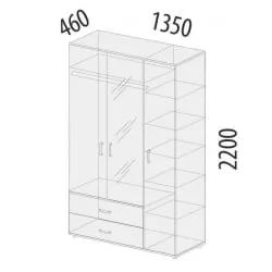 Бельевой шкаф Эверест 500.28 Дуб Кронберг/Белый шпон/Плаза Стоун