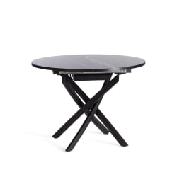 Стол МАНЗАНА ЛДСП/ХПЛ/металл, 100 х 100+30 х 75 см, Мрамор черный/черный / MANZANA ЛДСП/HPL/металл,