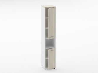 Шкаф 5 узкий закрытый, с нишей Дека 10.23.15Пр Дуб Сантана светлый/Белый / Deka