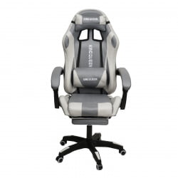 Геймерское кресло 1208, замша, цвет серо-белый с массажем, арт 1208-Грей-Вхите / 1208-Grey-White