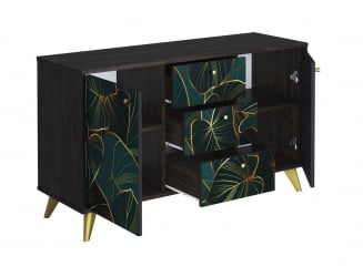 Комод Фьюжн КМ-003 АРТ Угольный камень/ТРОПИCАЛ / камень/TROPICAL