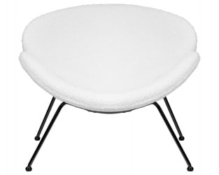 Кресло дизайнерское ДОБРИН ЕМИЛЙ (белый (букле) ткань, черное основание) / DOBRIN EMILY