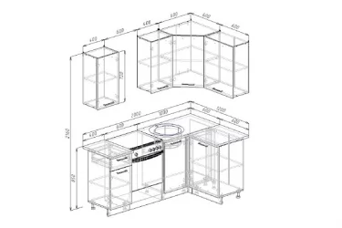 Кухонный гарнитур Пайн 2000х1200