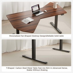 Стол компьютерный с электроприводом Еурека ЕРК-ЕДИ-ФС-ВН (Фан шапед), орех / Eureka ERK-EDI-FS-WN (Fan shaped),