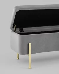 Скамья Болейн голд велюр Серый / gold