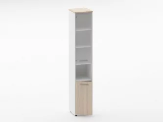 Шкаф 5 узкий верх стеклянная дверь, низ закрытый, с нишей Дека 10.23.18Л Туя/Белый / Deka