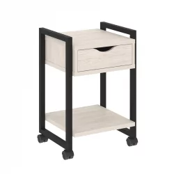 Тумба на колесных опорах с ящиком и полкой ЛОФТ ВР.Л-Т1.К Металл черный Денвер светлый / LOFT VR.L-T1.K