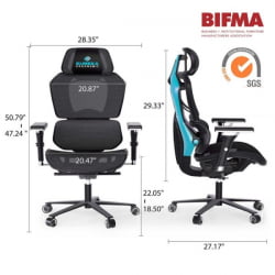 Эргономичное компьютерное кресло (для геймеров) Еурека ТЙПХОН, Блуе / Eureka TYPHON, Blue