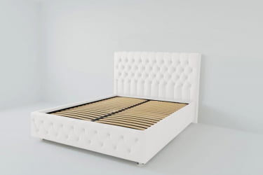 Мягкая интерьерная кровать &куот;Версаль&куот; с ортопедическими латами (металл) Материал фасада: Искусственная кожа; Спальное место: 800х2000 мм; Цвет фасада: Белый; Цвет корпуса: Белый / "Версаль"