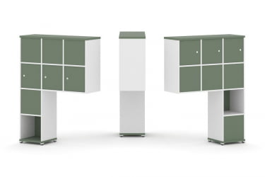 Надставка на стол высокая двухсторонняя + задняя стенка (8 шт.) + распашной фасад (6 шт.) CОНCЕПТ CН.ДНВ-009 Кобо Белый бриллиант Белый металл / CONCEPT CN.DNV-009