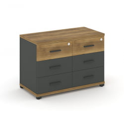 Тумба приставная сервисная с надставкой широкой CОНCЕПТ CН.ТСР-003 Б/В Сандал Янтарный Антрацит / CONCEPT CN.TSR-003 B/W