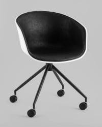 Кресло офисное ЛИБРА пластик белый экокожа черная на колесиках / LIBRA