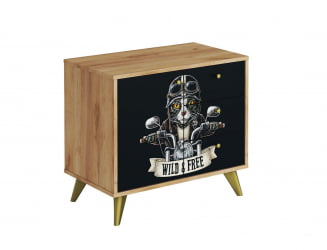 Комод Фьюжн КМ-002 дуб крафт золотой/БИКЕР CАТ / золотой/BIKER CAT