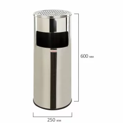 Урна с пепельницей ЛАИМА ПРОФЕССИОНАЛ 27 литров Серебристый / LAIMA PROFESSIONAL