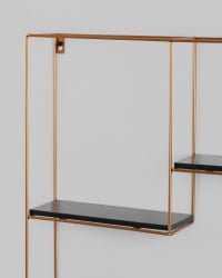 Полка Скуаре золотая Черный мрамор / Square