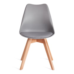 Мягкий стул ТУЛИП (мод. 73-1) дерево/пластик/экокожа, 47,5кс55кс80 см, серый / TULIP (mod. 47,5x55x80