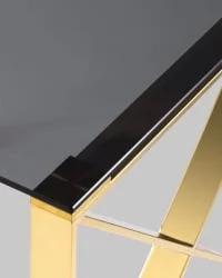 Стол квадратный КРОСС 55кс55 Золото (стекло смоке) / 55x55 smoke)