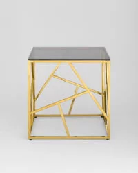 Журнальный столик АРТ ДЕКО 55кс55 Золото стекло смоке / 55x55 smoke